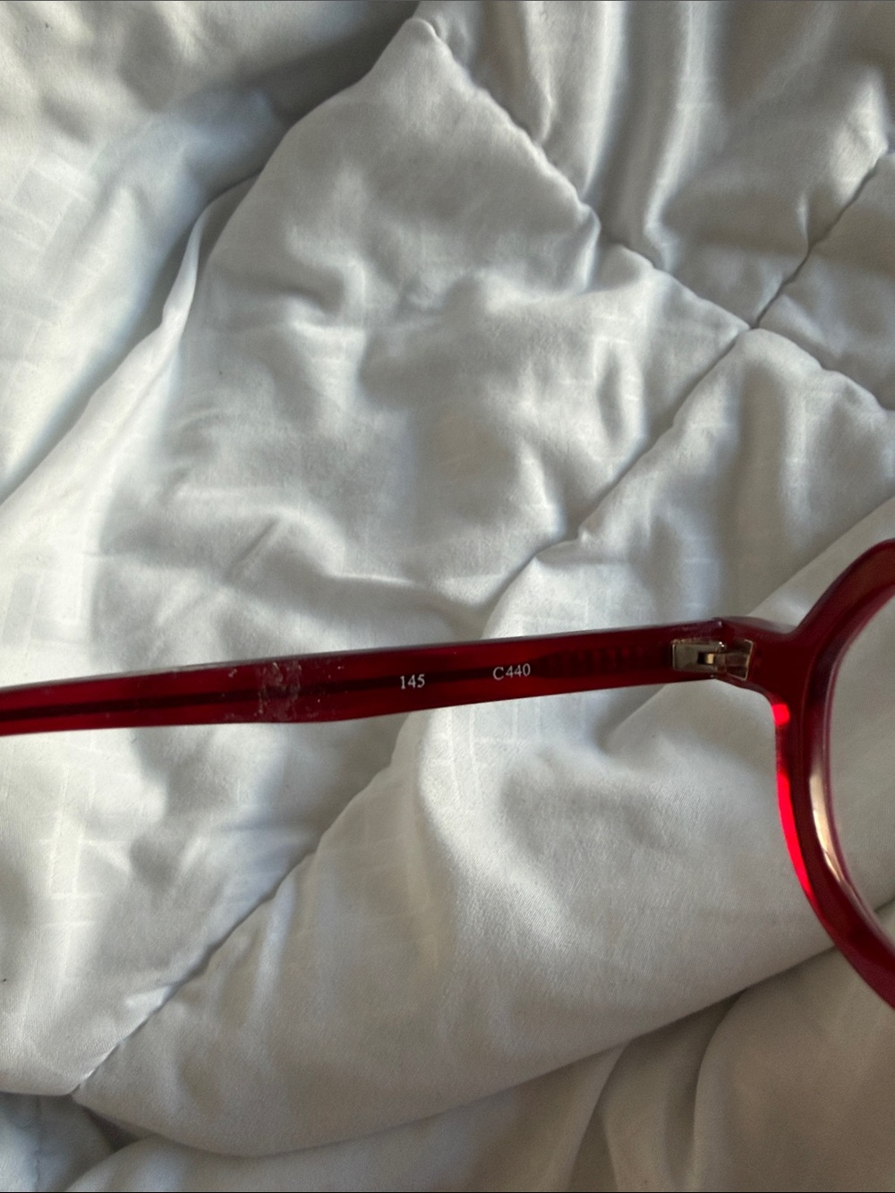 Translucent Ruby Red Angular Round Glasses - Picture 3 of 8